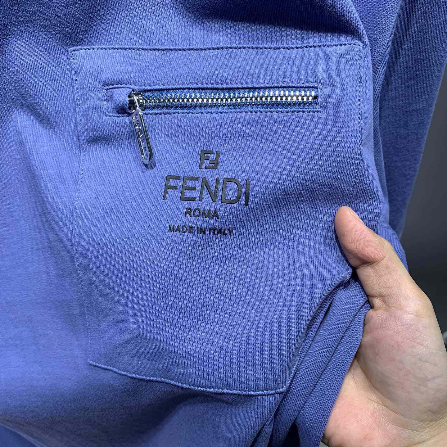 Fendi Blue Cotton T-shirt - EUR FASHION