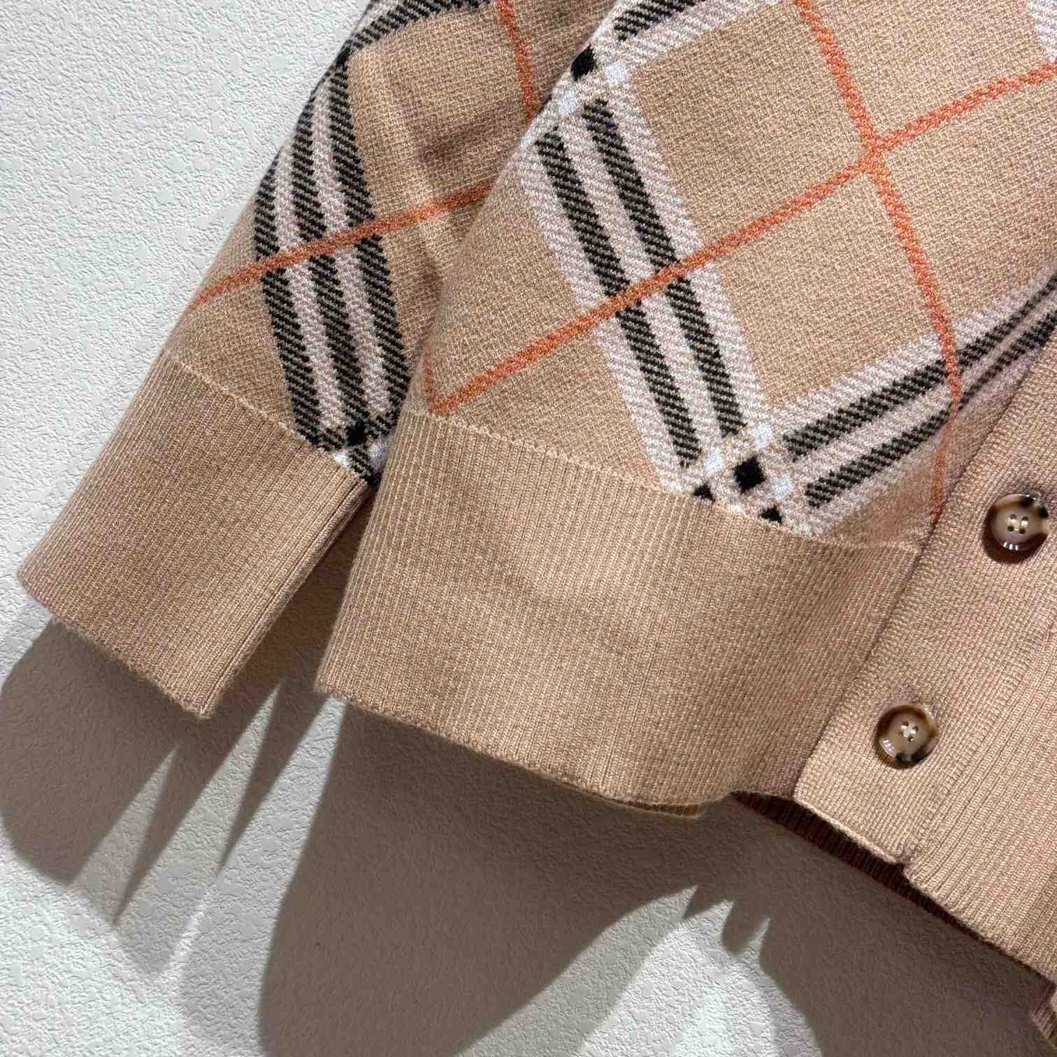 Burberry Check Wool Mohair Blend Cardigan   - EUR FASHION