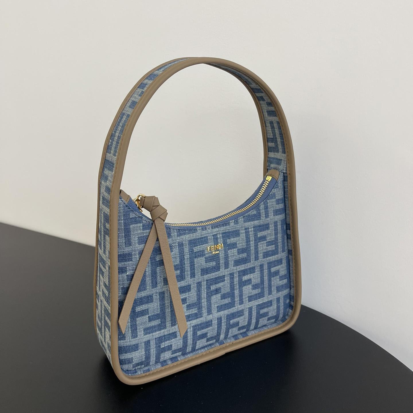 Fendi Mini Fendessence Light Blue FF Denim Fabric Mini Bag - EUR FASHION