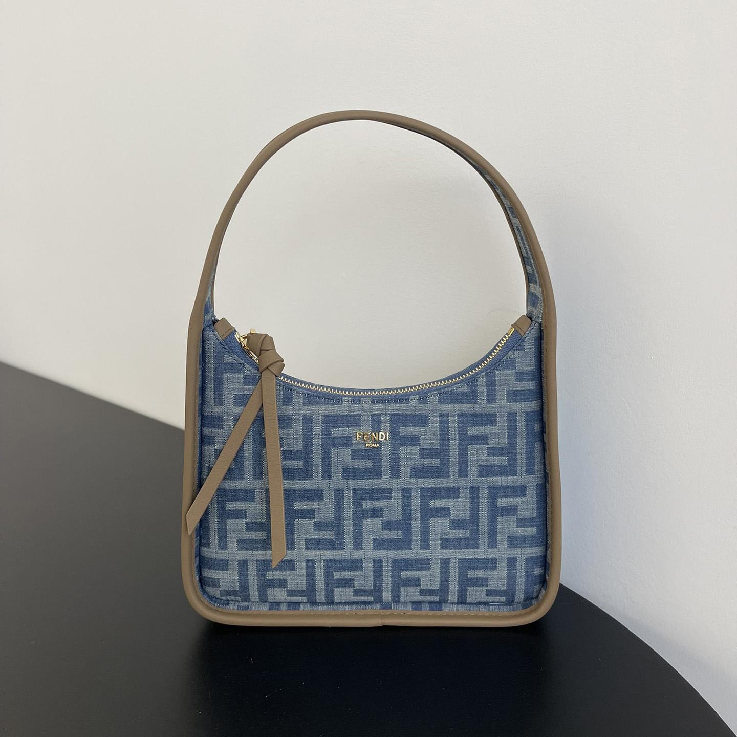 Fendi Mini Fendessence Light Blue FF Denim Fabric Mini Bag - EUR FASHION