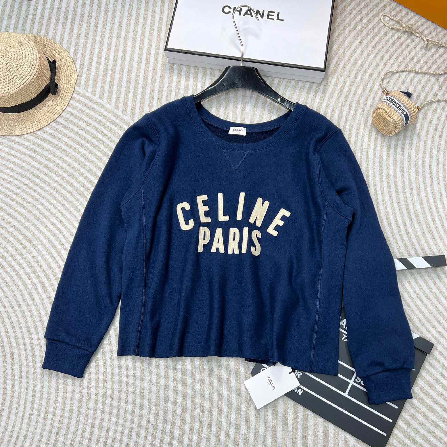 Celine Paris Loose Sweatshirt In Cotton Fleece - EUR FASHION