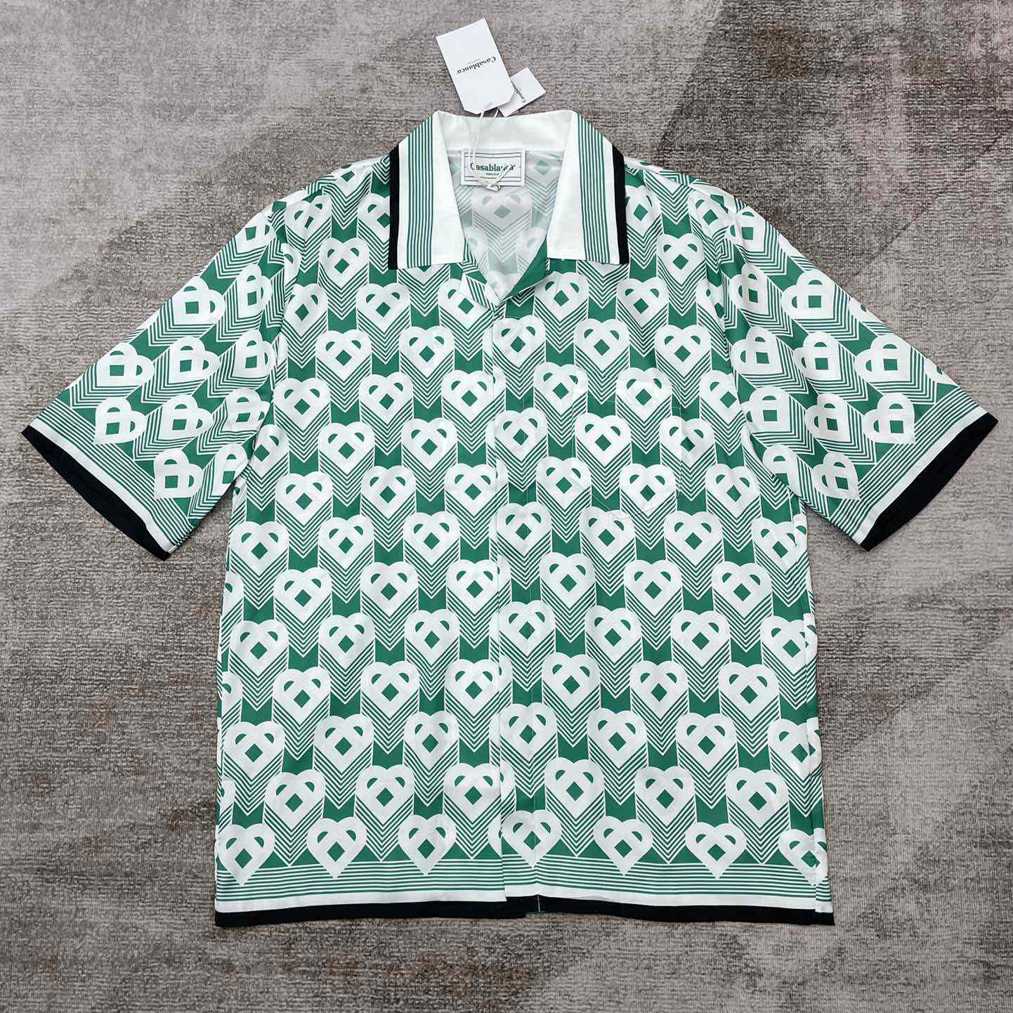 Casablanca Cuban Collar Short-Sleeve Shirt 'Heart Monogram Sport'   CA3482 - EUR FASHION