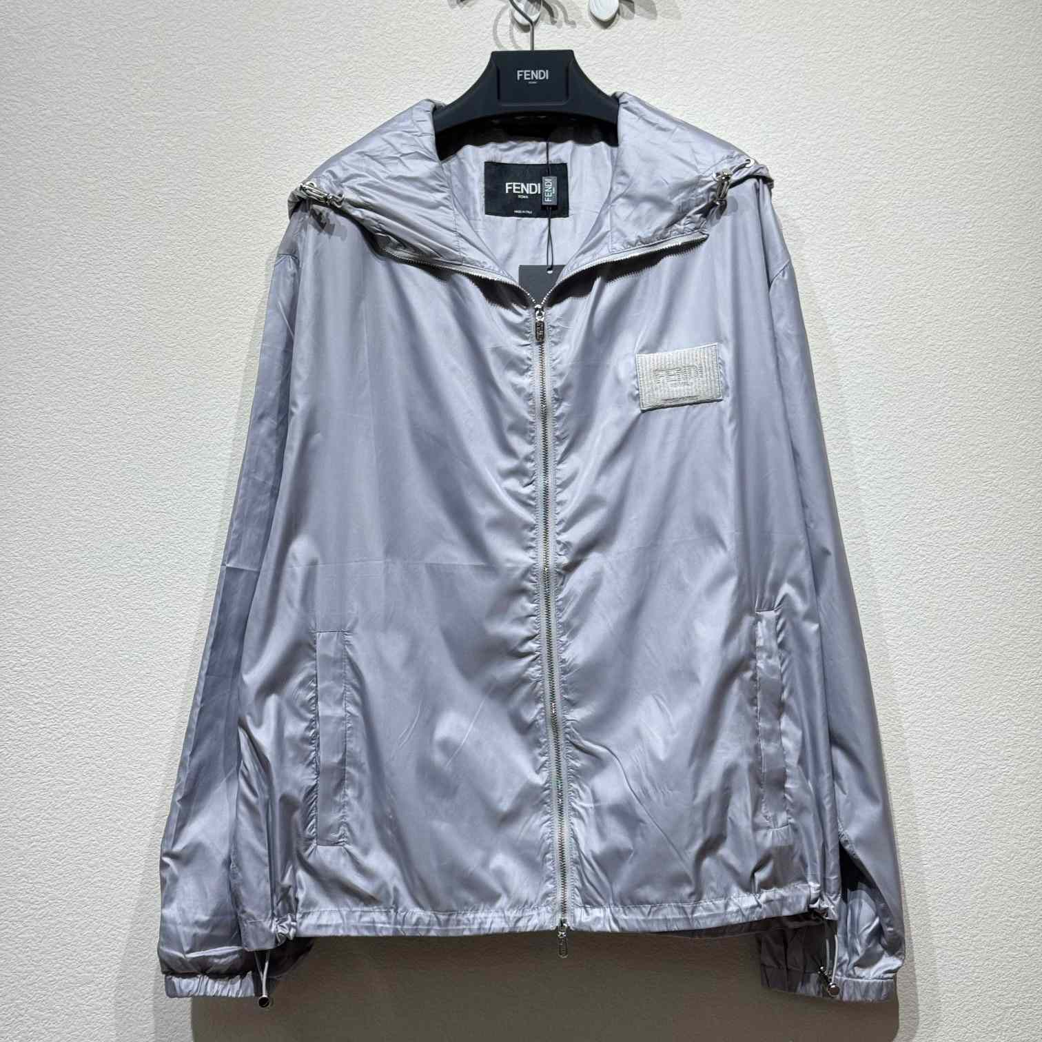 Fendi Gray Nylon Windbreaker - EUR FASHION