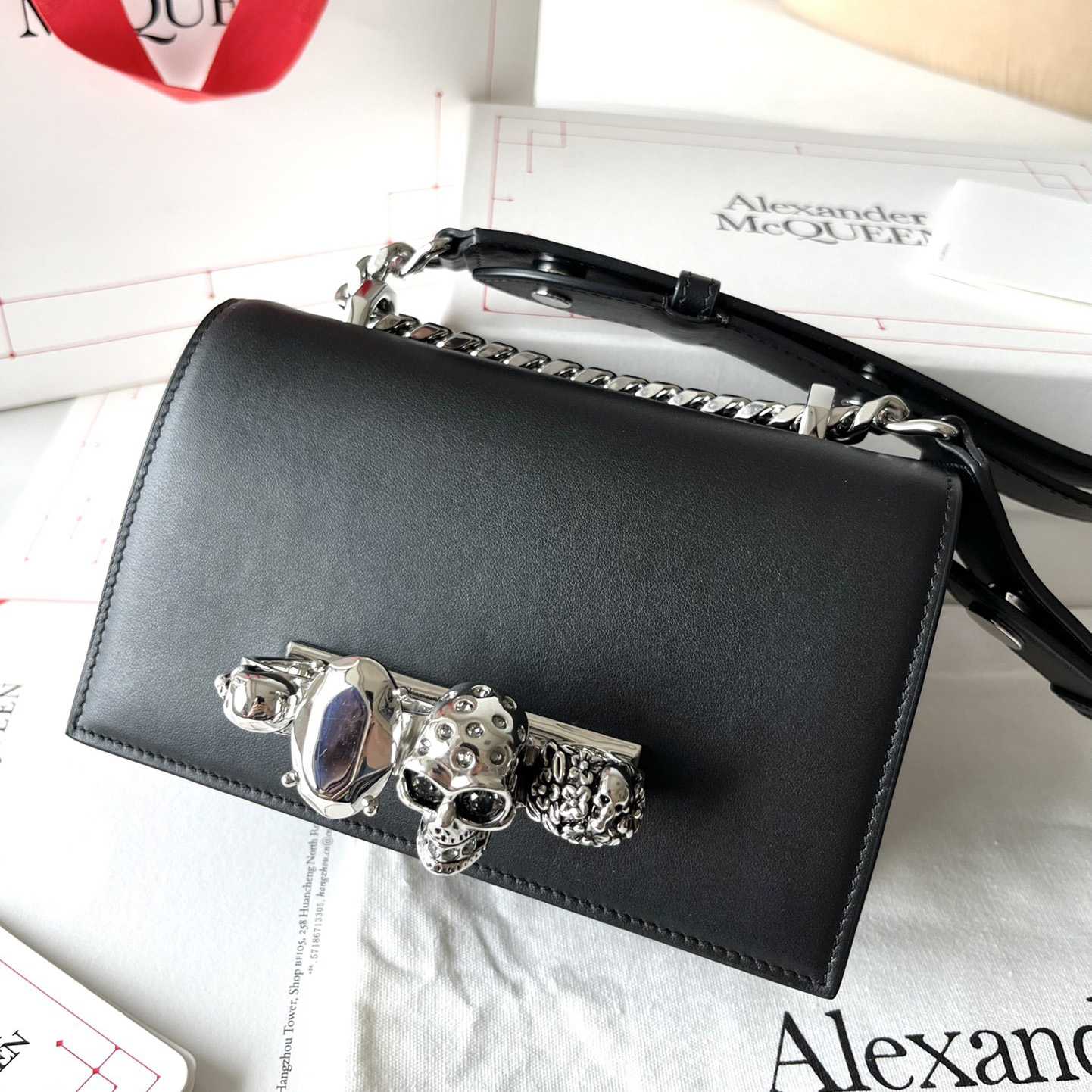 Alexander McQueen The Biker Mini Jewelled Satchel 'Black' (18*12*6cm) - EUR FASHION