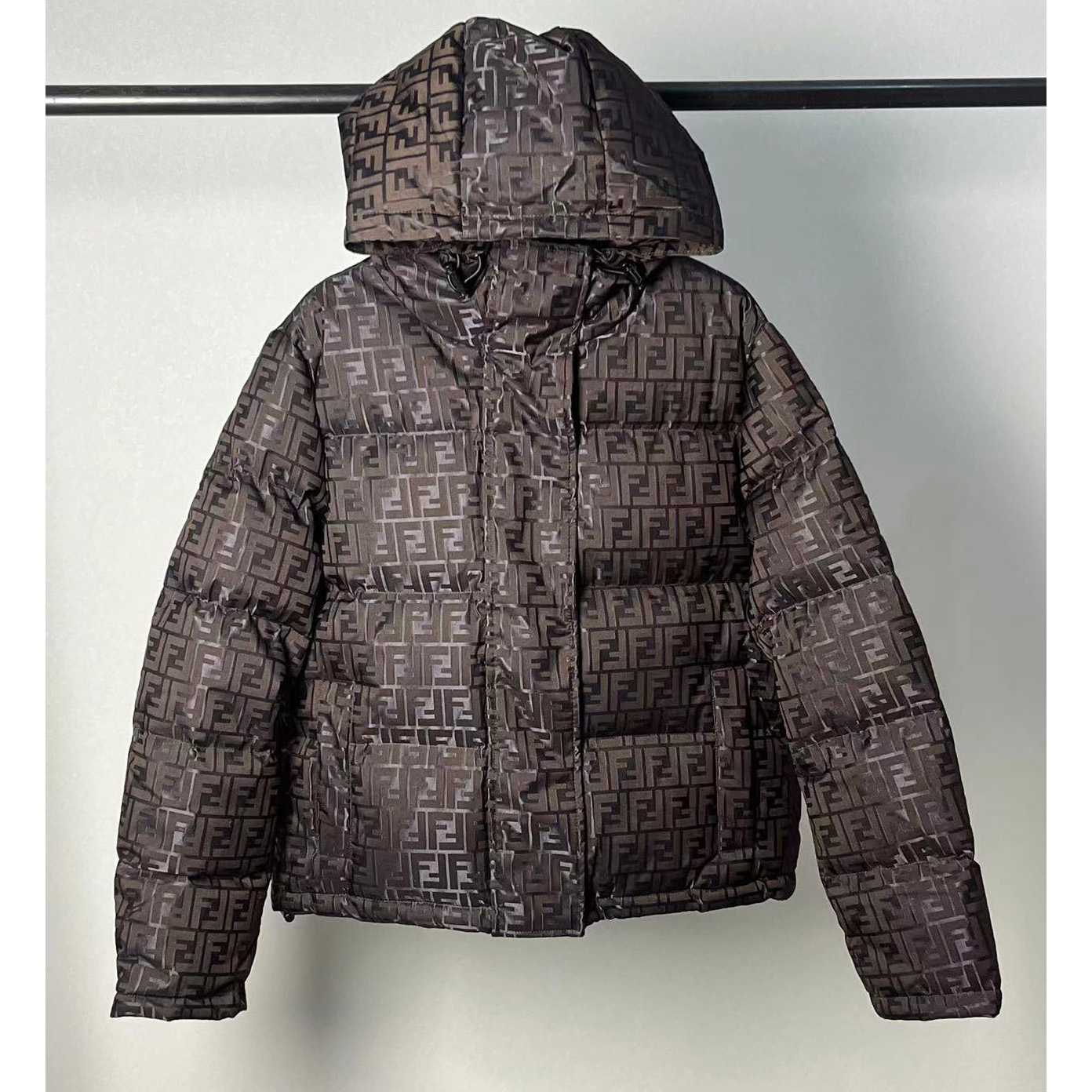 Fendi Brown Tech Fabric Down Jacket - EUR FASHION