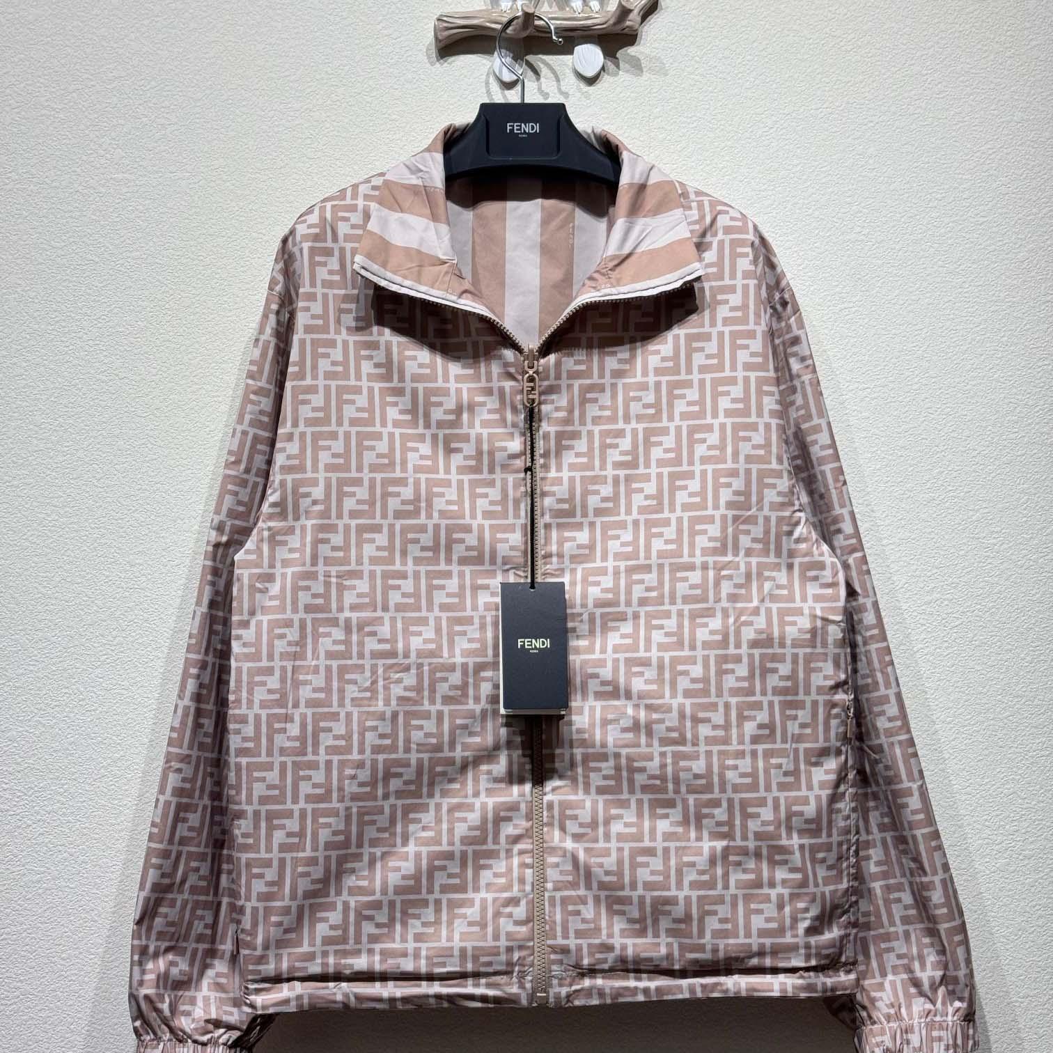 Fendi Beige Pequin Nylon Windbreaker - EUR FASHION