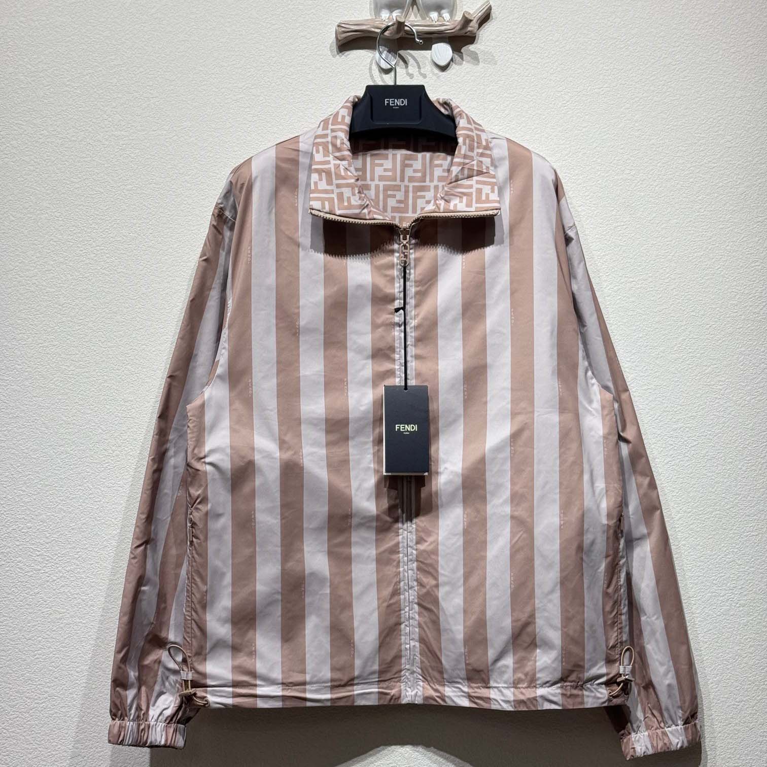 Fendi Beige Pequin Nylon Windbreaker - EUR FASHION