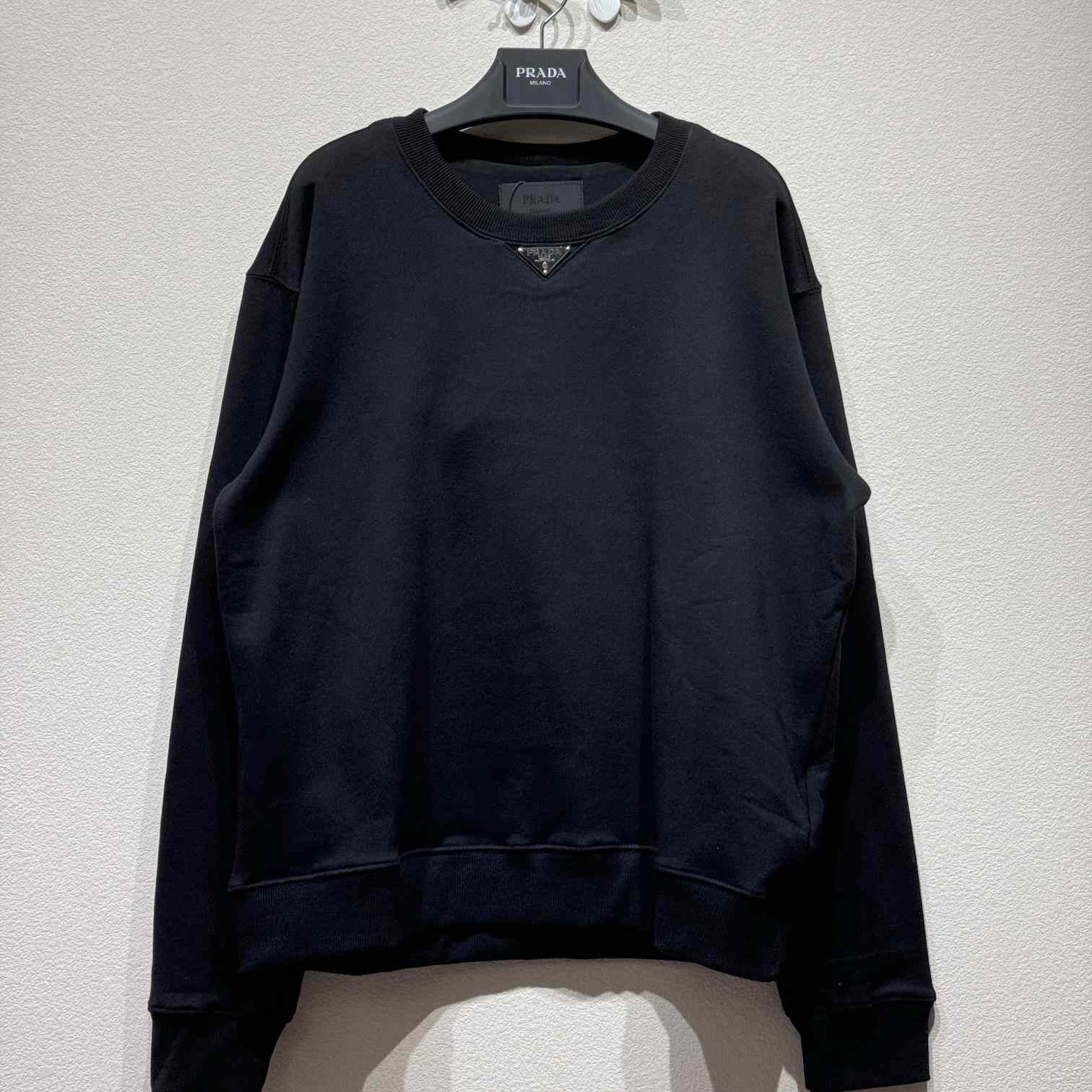 Prada Oversized Cotton Sweatshirt With Triangle Logo - EUR FASHION