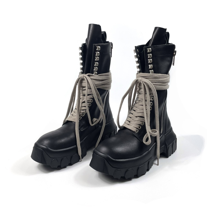 Rick Owens Lace-up Leather Boots - EUR FASHION