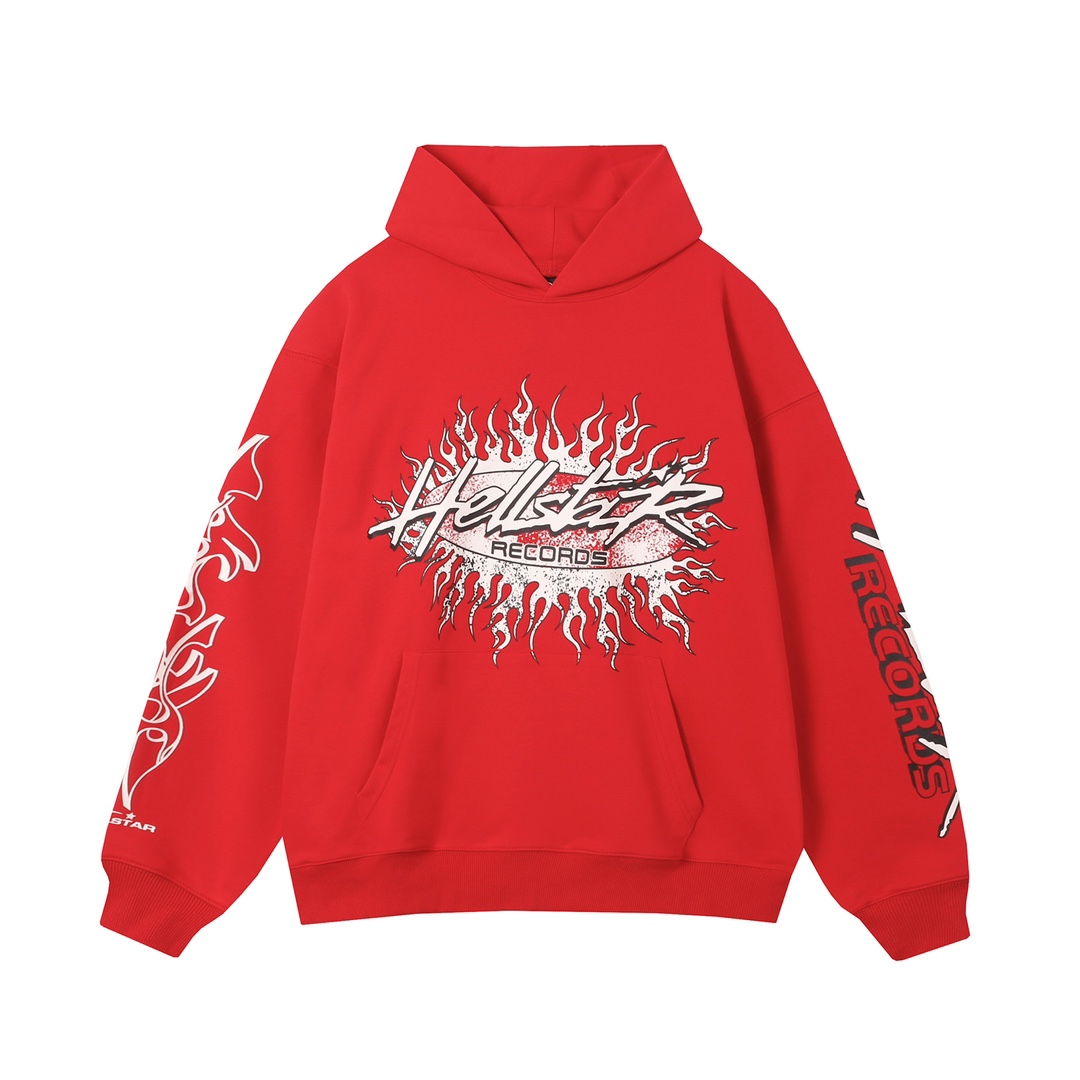 Hellstar Records Red Hoodie - EUR FASHION