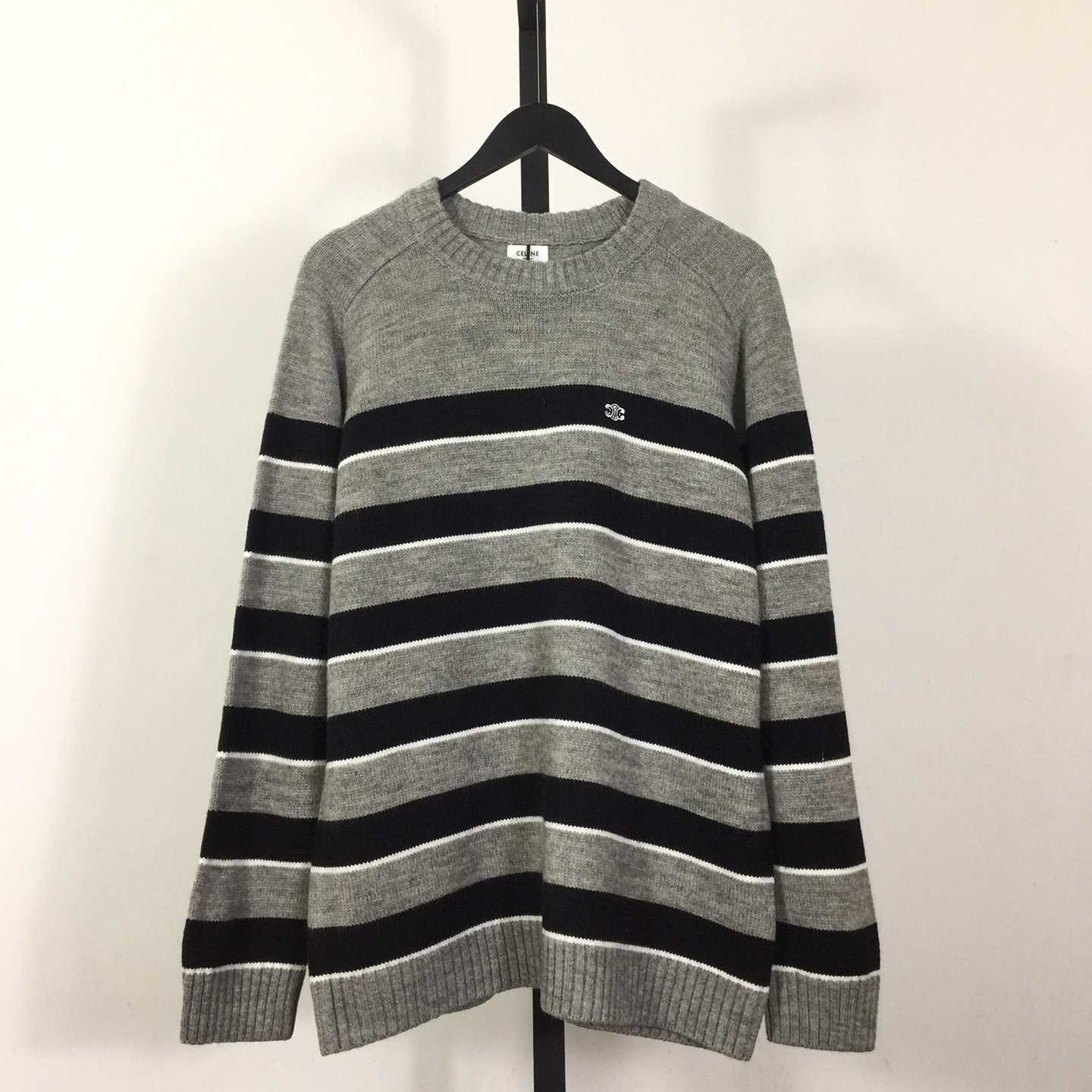 Celine Striped Triomphe Crew Neck Sweater In Wool - EUR FASHION