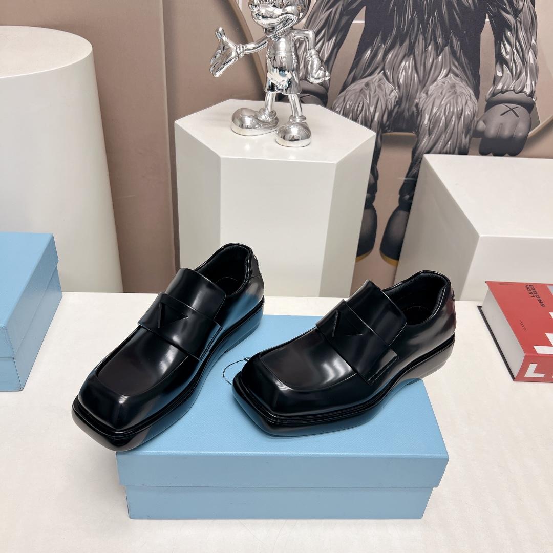 Prada Brushed Leather Loafers - EUR FASHION