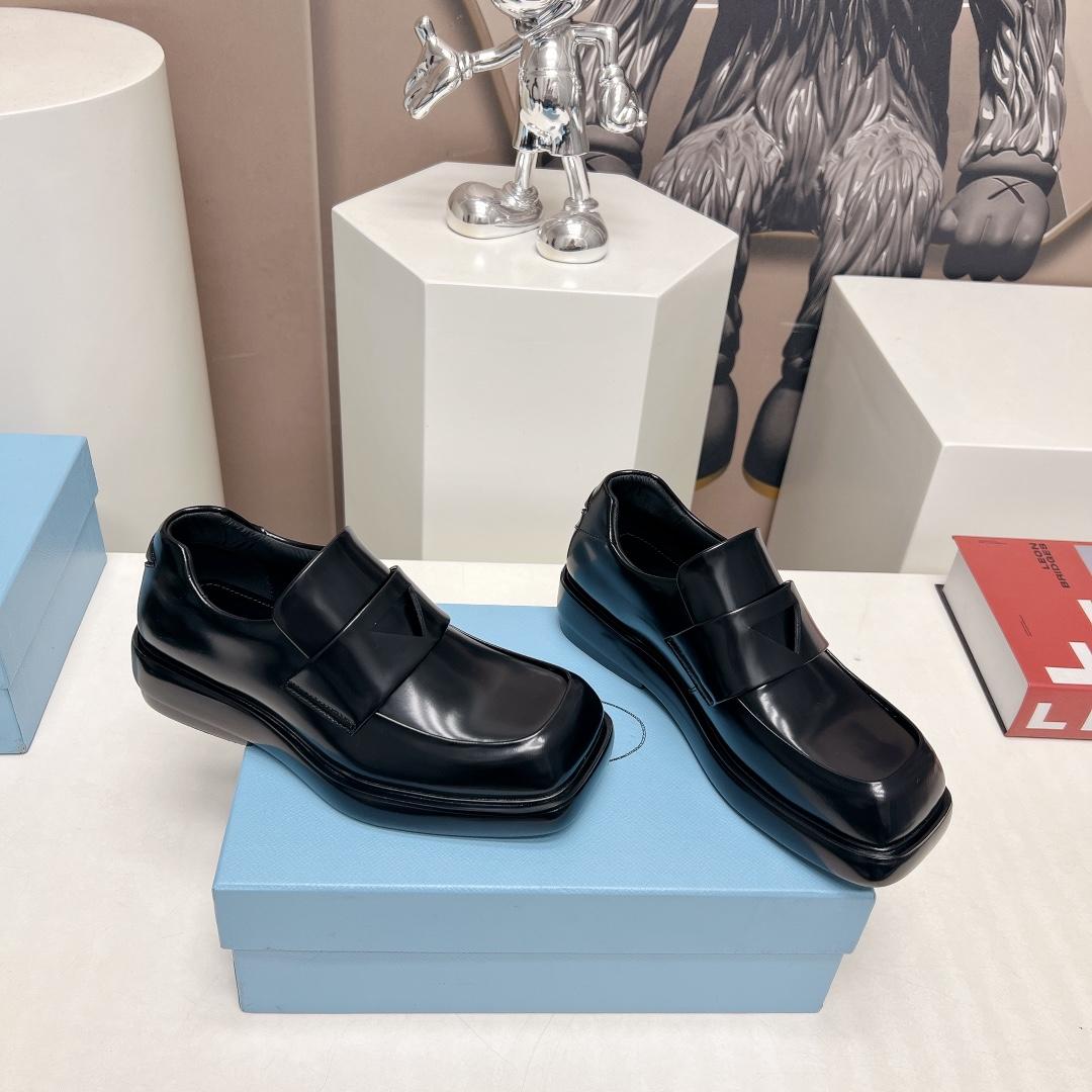 Prada Brushed Leather Loafers - EUR FASHION