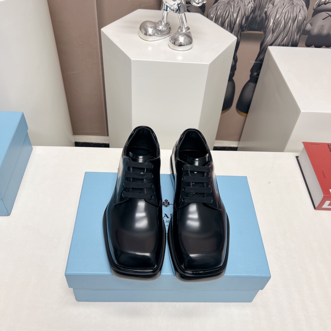 Prada Brushed Leather Derby Shoes - EUR FASHION