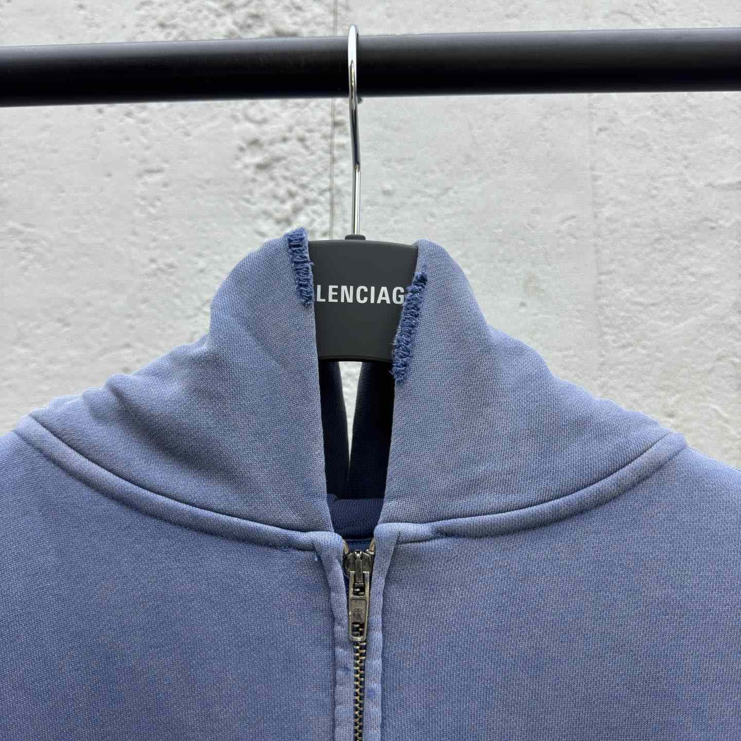 Balenciaga Burning Unity Zip-Up Hoodie Medium Fit In Light Blue - EUR FASHION