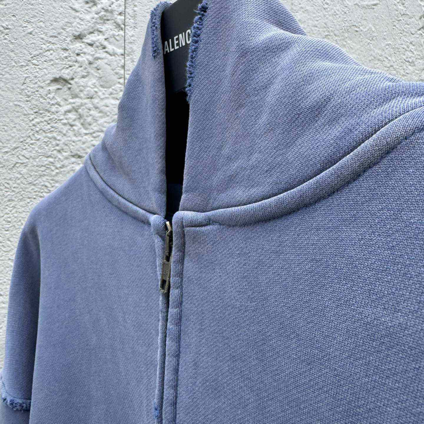 Balenciaga Burning Unity Zip-Up Hoodie Medium Fit In Light Blue - EUR FASHION