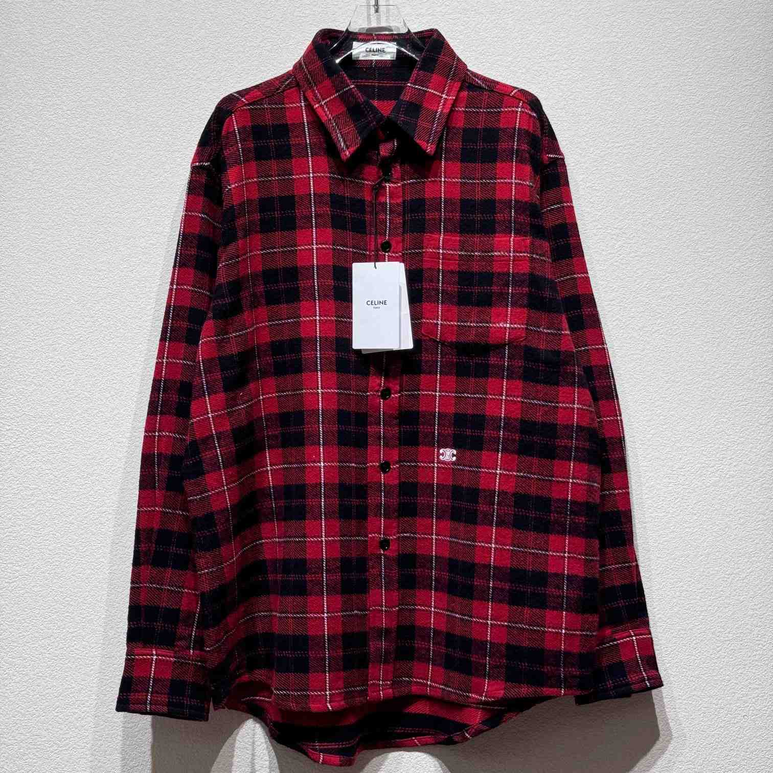 Celine Logo-Embroidered Checked Cotton Shirt - EUR FASHION