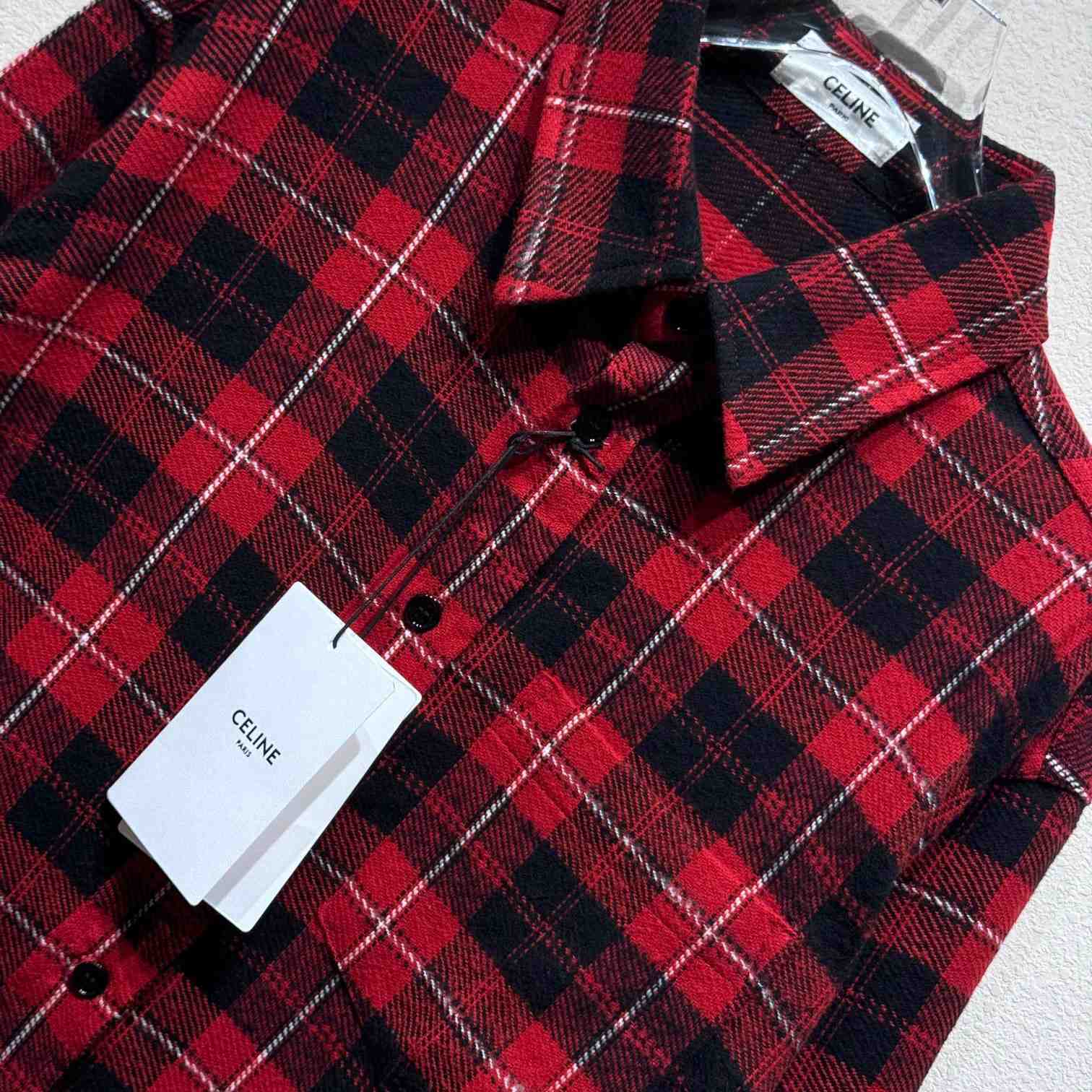 Celine Logo-Embroidered Checked Cotton Shirt - EUR FASHION