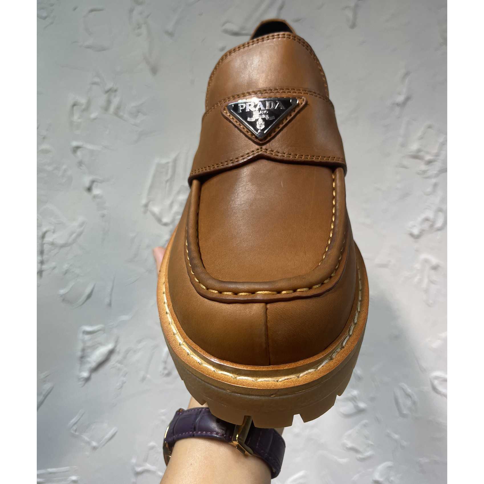 Prada Leather Loafers In Brown - EUR FASHION