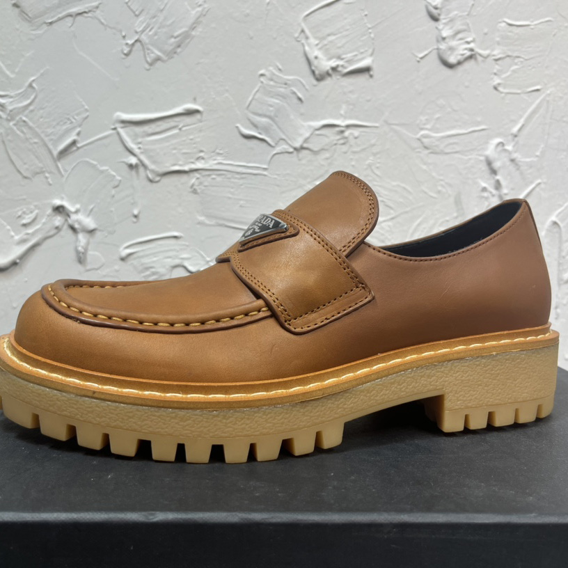 Prada Leather Loafers In Brown - EUR FASHION