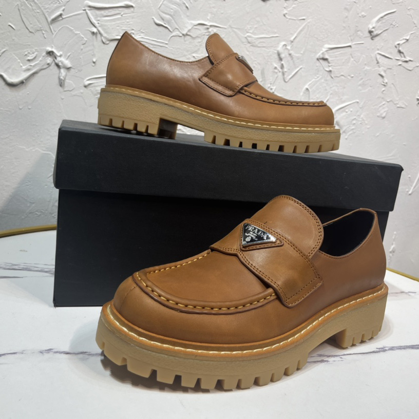 Prada Leather Loafers In Brown - EUR FASHION