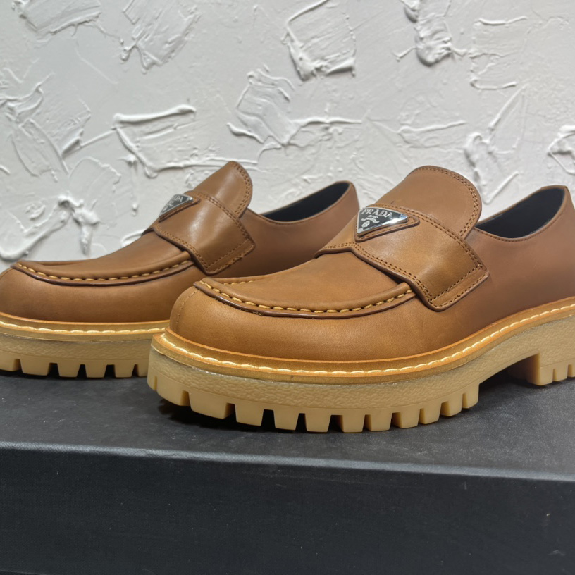 Prada Leather Loafers In Brown - EUR FASHION