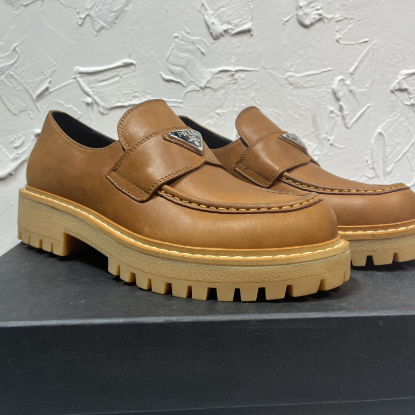 Prada Leather Loafers In Brown - EUR FASHION