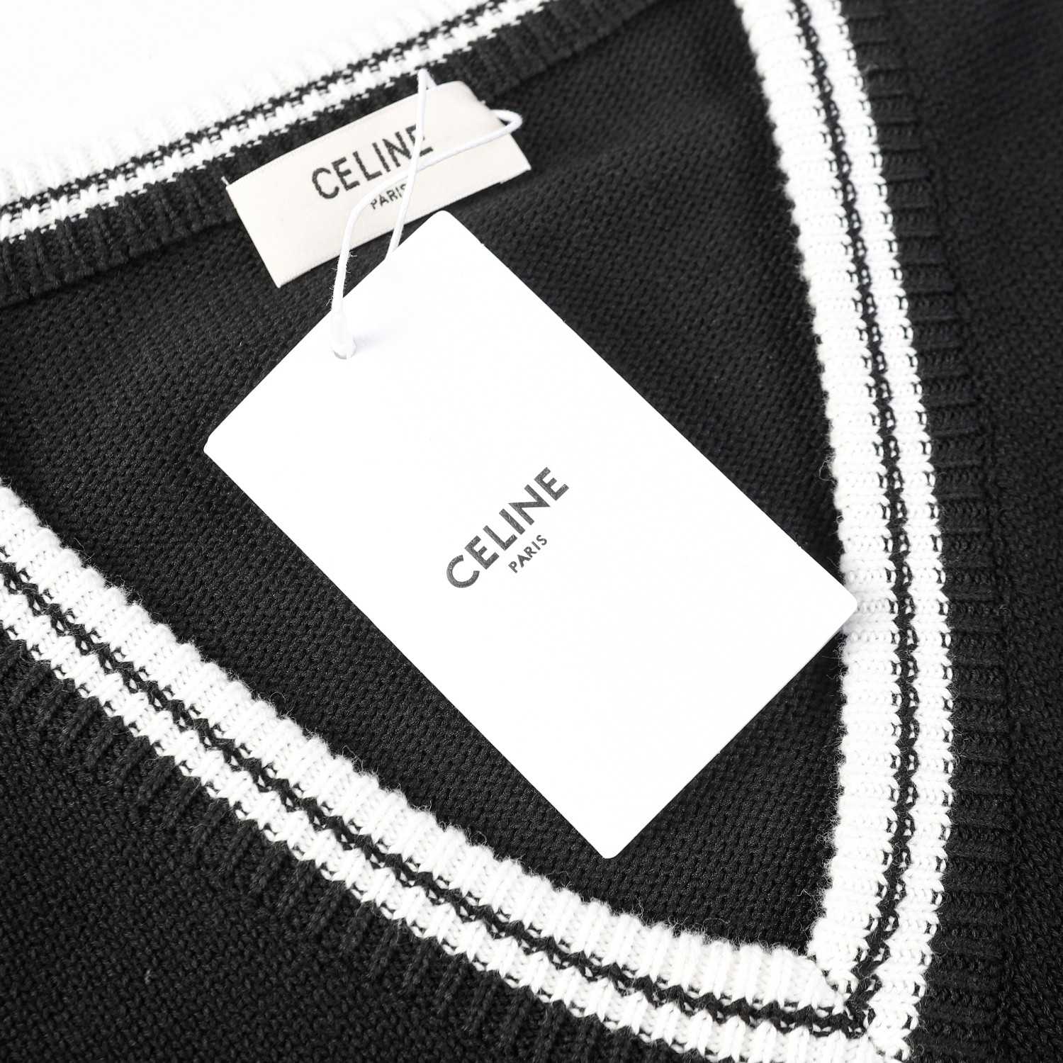 Celine Triomphe V-Neck Sweater 'Black' - EUR FASHION