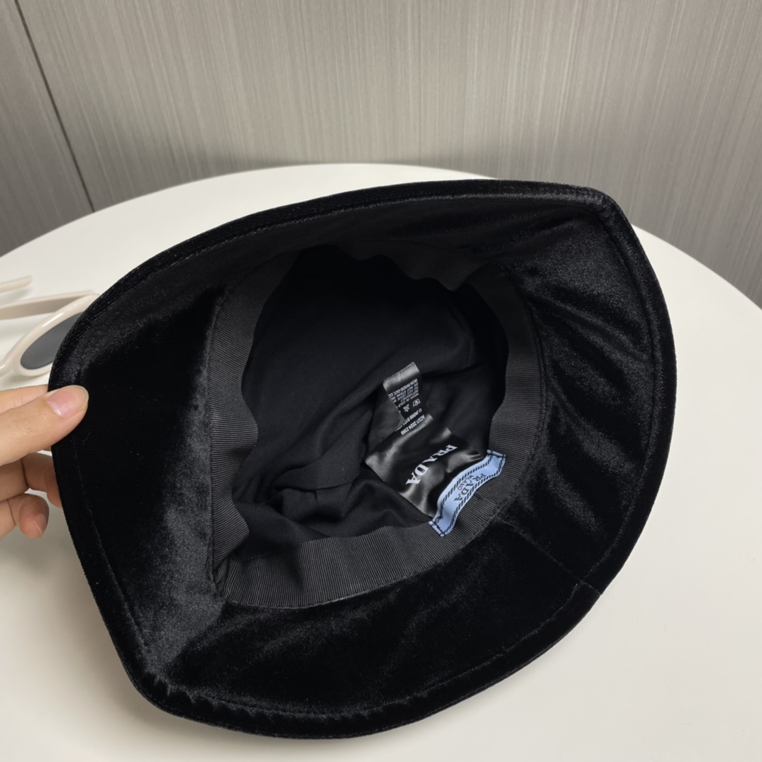 Prada Velvet Bucket Hat - EUR FASHION