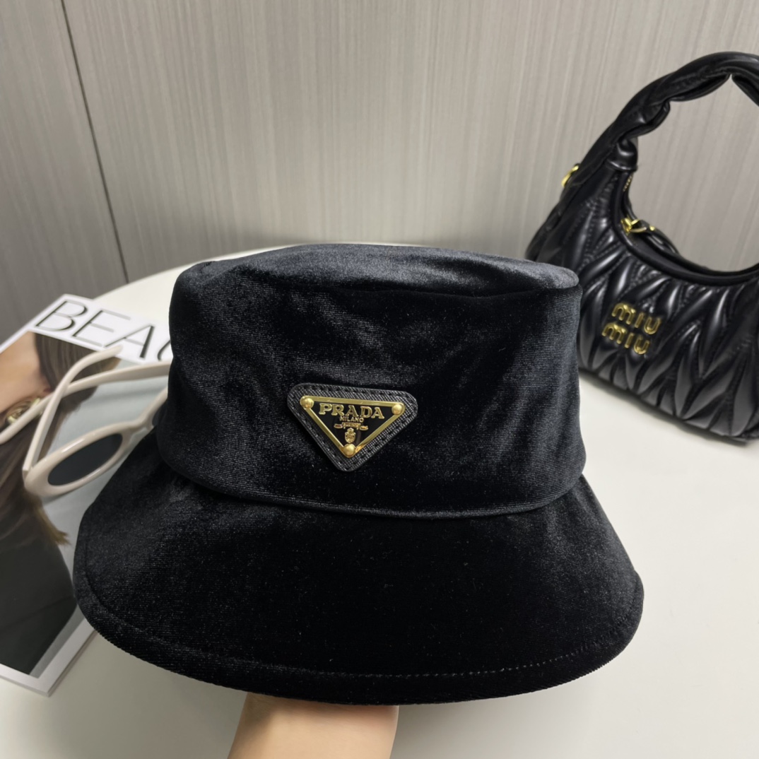 Prada Velvet Bucket Hat - EUR FASHION