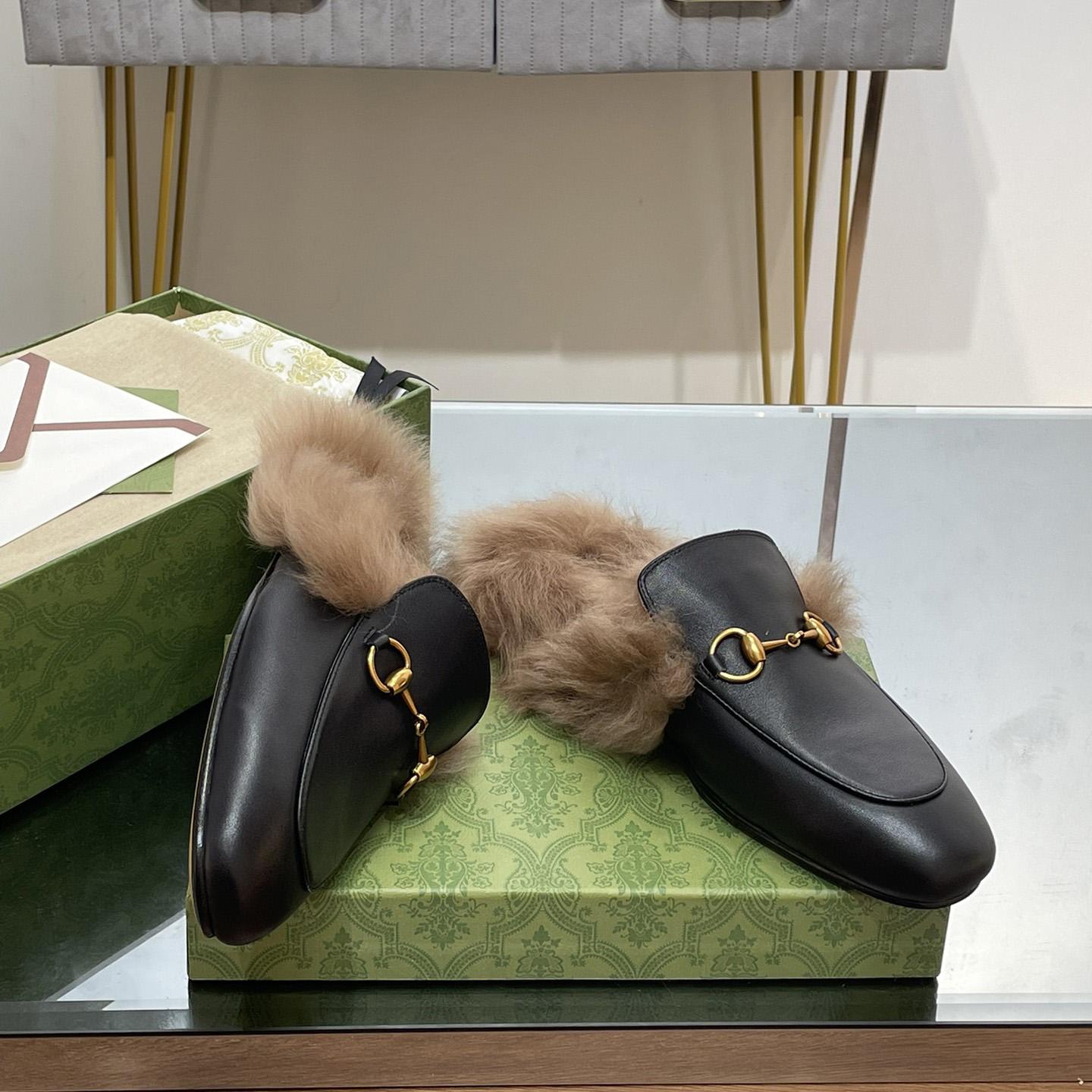 Gucci Fur Horsebit Mules - EUR FASHION