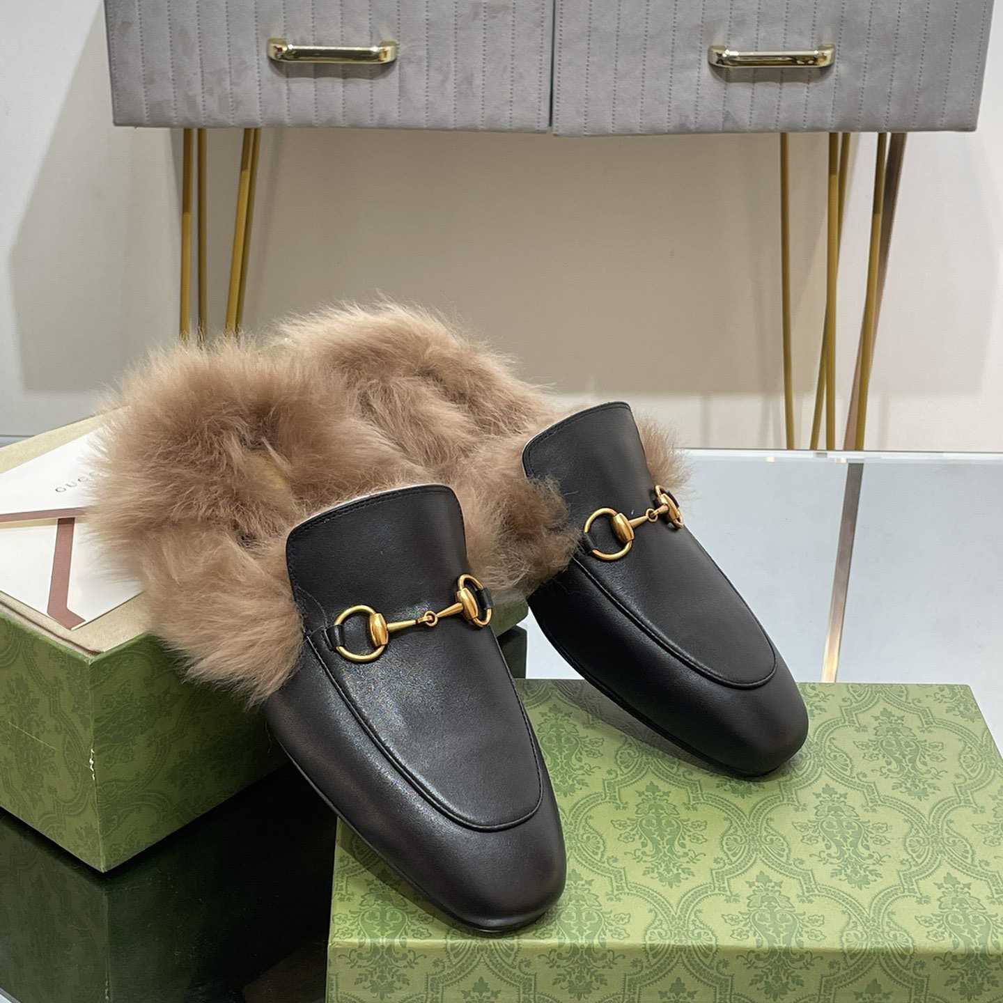 Gucci Fur Horsebit Mules - EUR FASHION