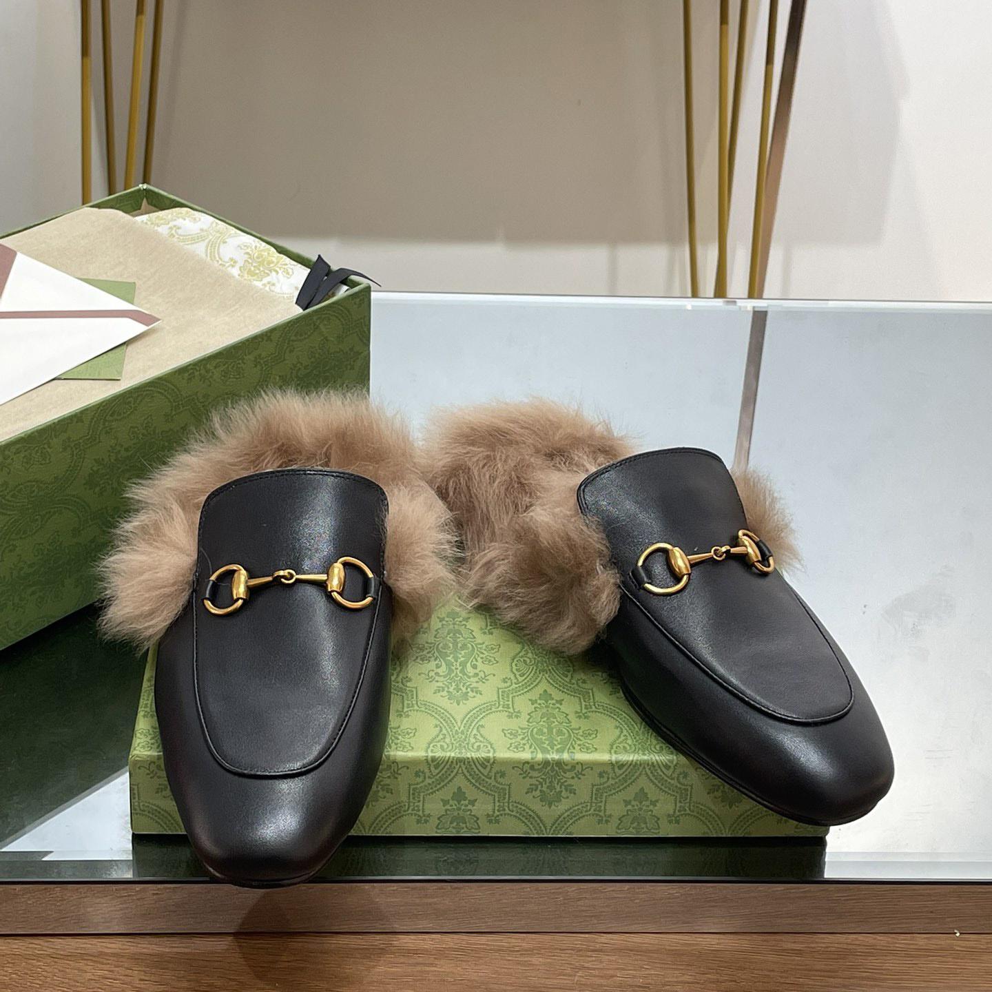 Gucci Fur Horsebit Mules - EUR FASHION