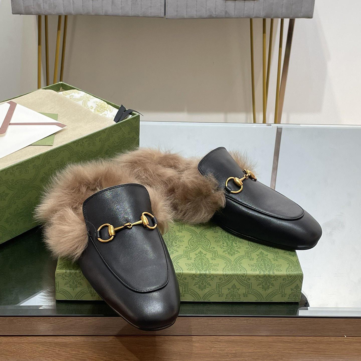 Gucci Fur Horsebit Mules - EUR FASHION