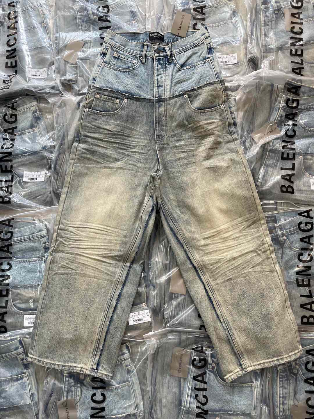 Balenciaga Cut-Up Baggy Pants In Blue  - EUR FASHION