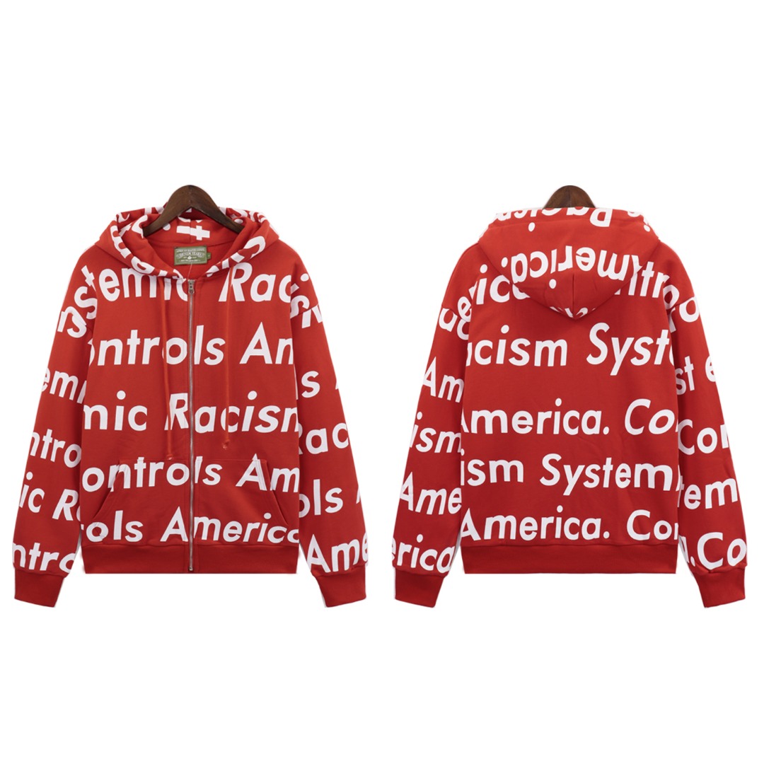 Denim Tears x Arthur Jafa Systemic Racism Controls America Zip Up Hoodie - EUR FASHION