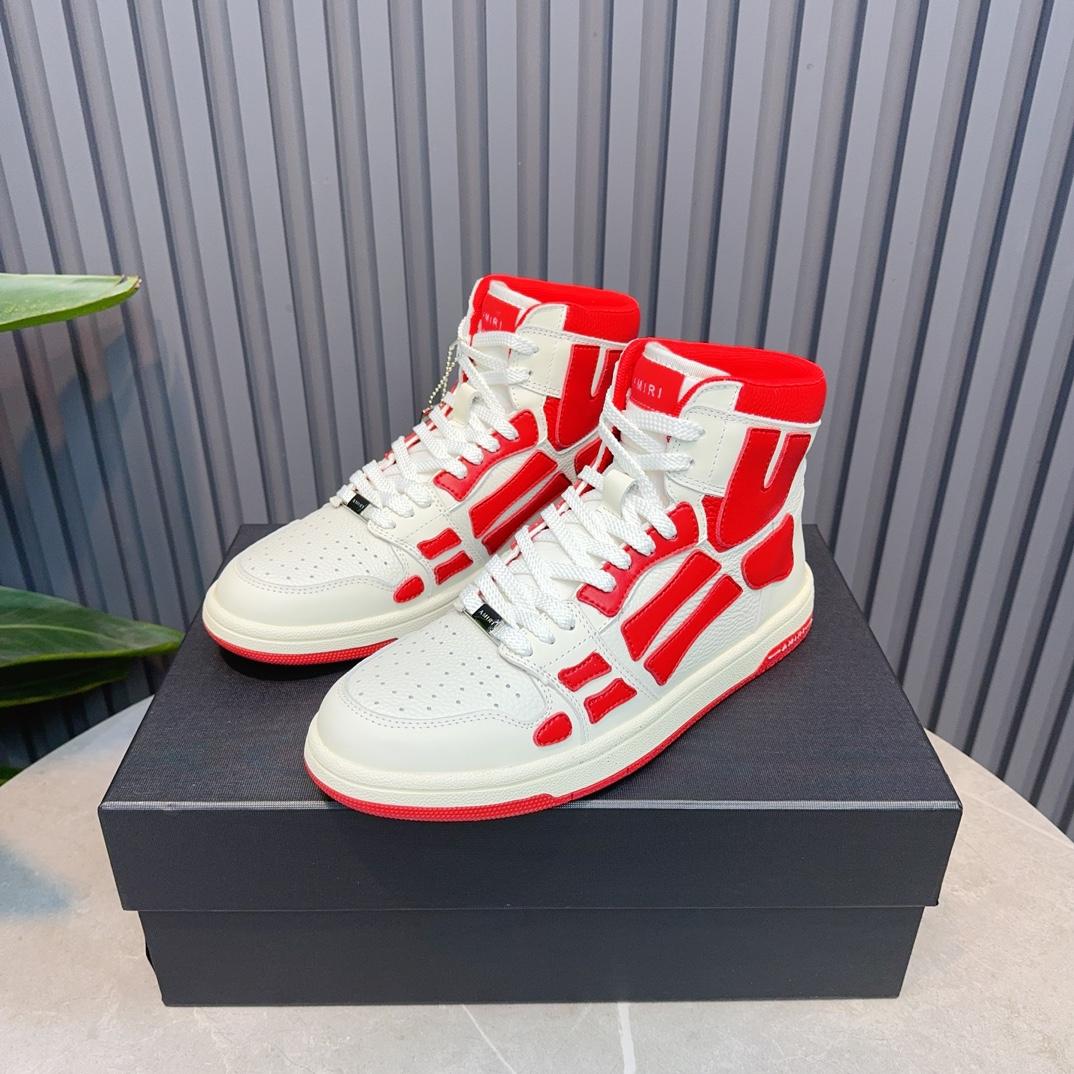 Amiri Leather-Textile High-Top Sneakers - EUR FASHION