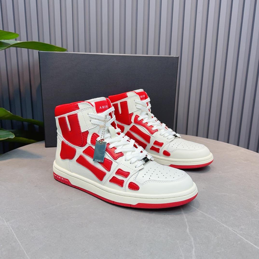 Amiri Leather-Textile High-Top Sneakers - EUR FASHION