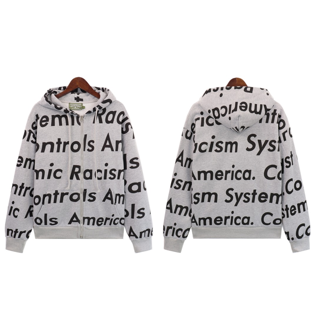 Denim Tears x Arthur Jafa Systemic Racism Controls America Zip Up Hoodie - EUR FASHION