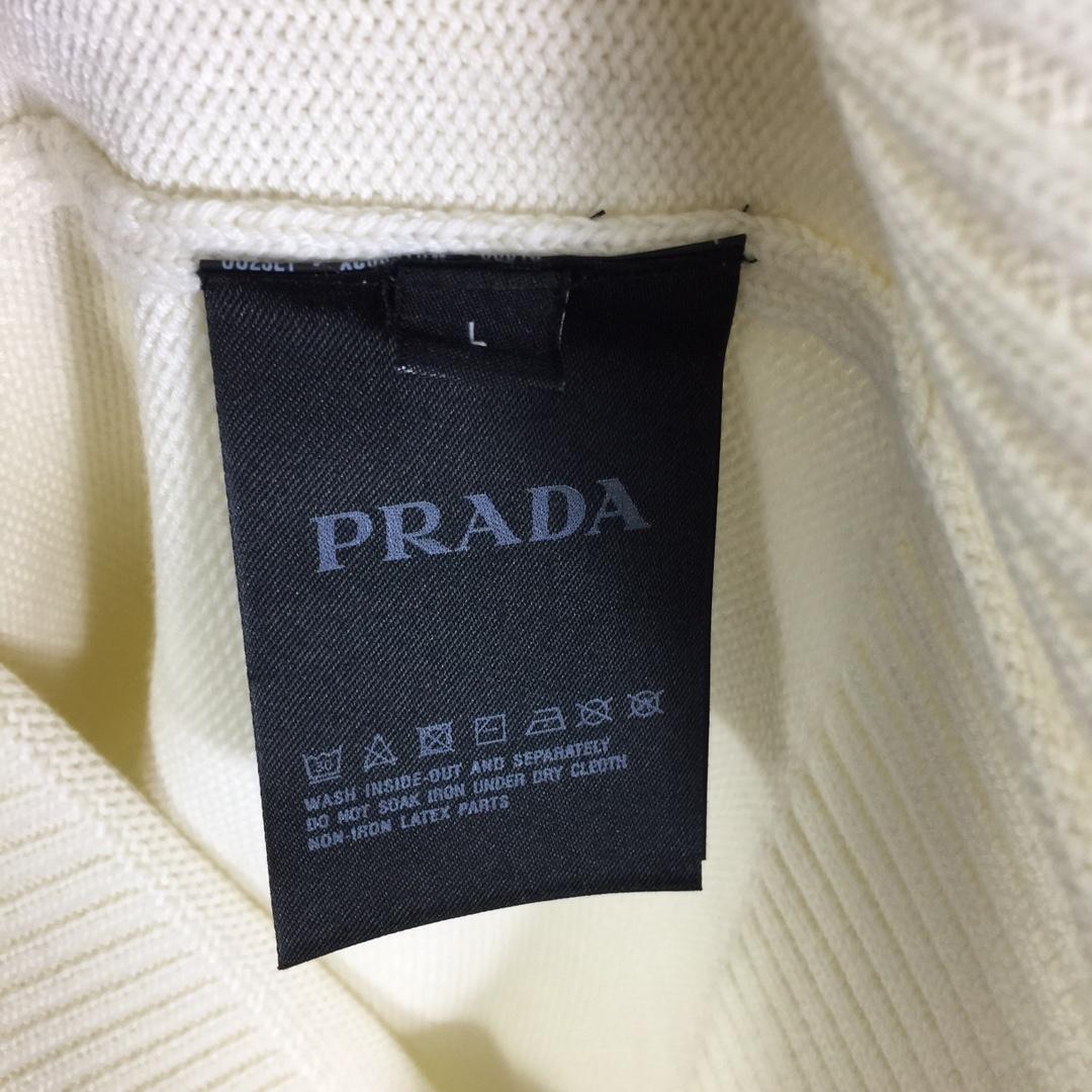 Prada Intarsia Knit Logo Zip-Up Cardigan - EUR FASHION