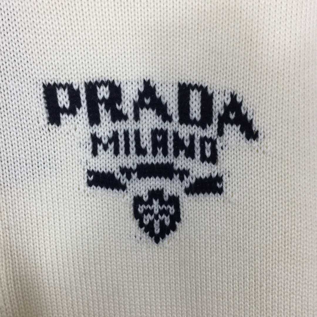 Prada Intarsia Knit Logo Zip-Up Cardigan - EUR FASHION