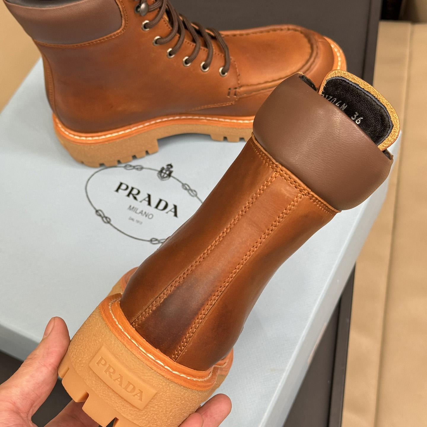 Prada Lug-sole Leather Boots - EUR FASHION