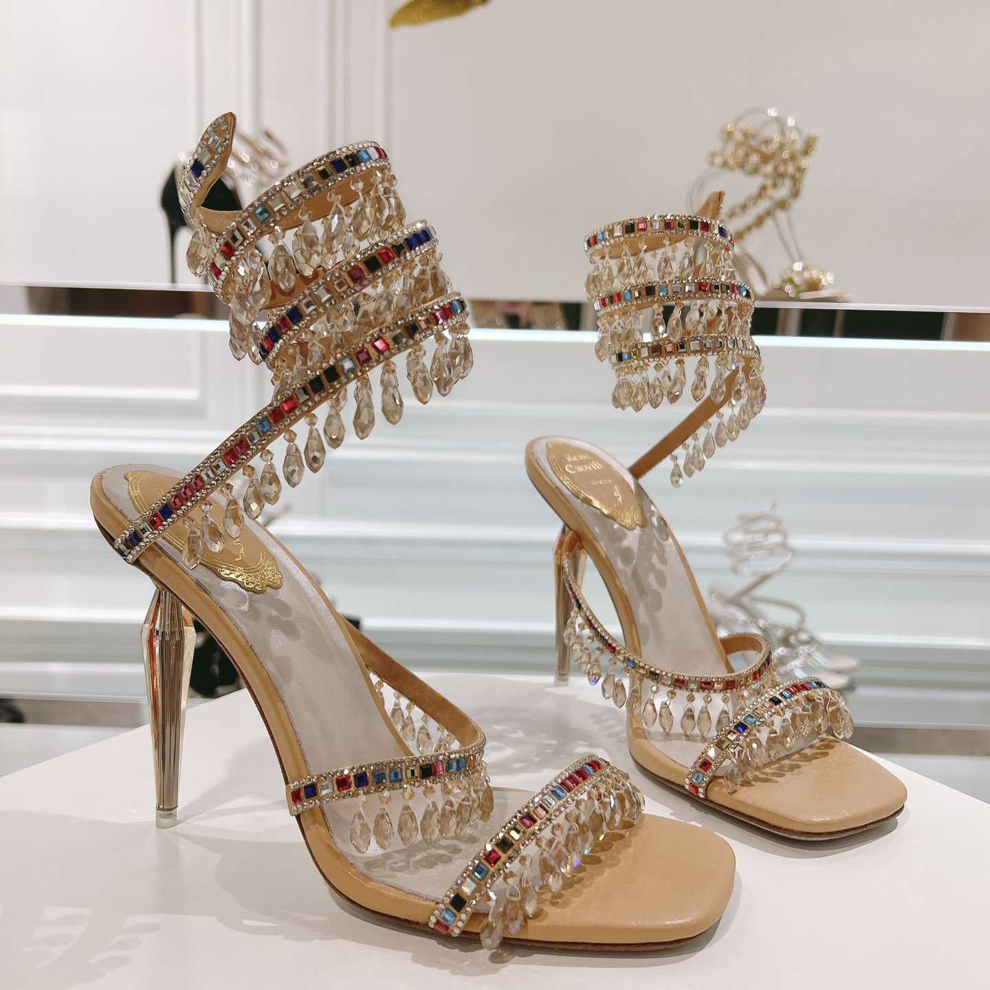 Rene Caovilla Natural Chandelier Sandals - EUR FASHION