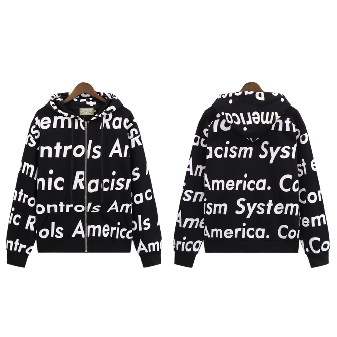 Denim Tears x Arthur Jafa Systemic Racism Controls America Zip Up Hoodie - EUR FASHION