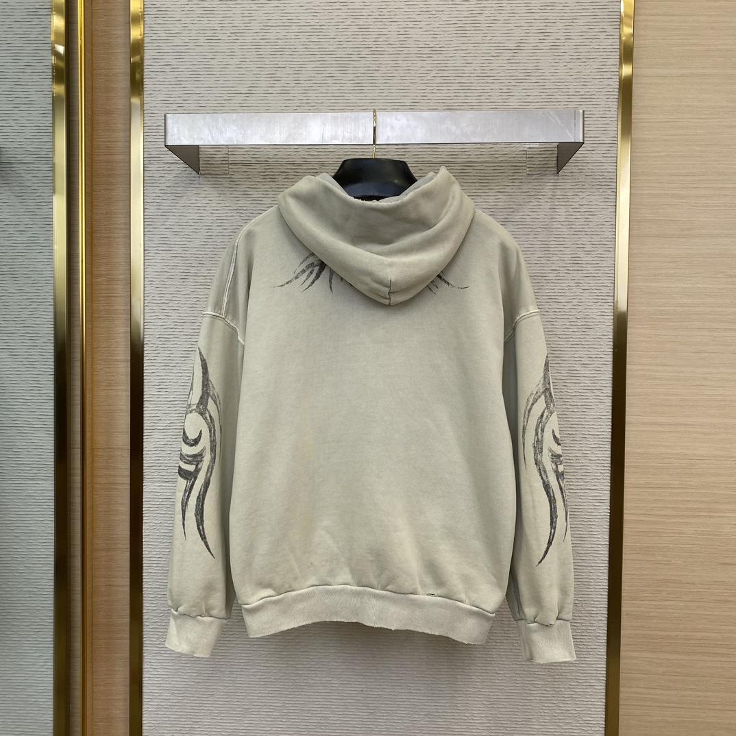 Balenciaga Y2K Zip-Up Hoodie Regular Fit In Light Beige - EUR FASHION