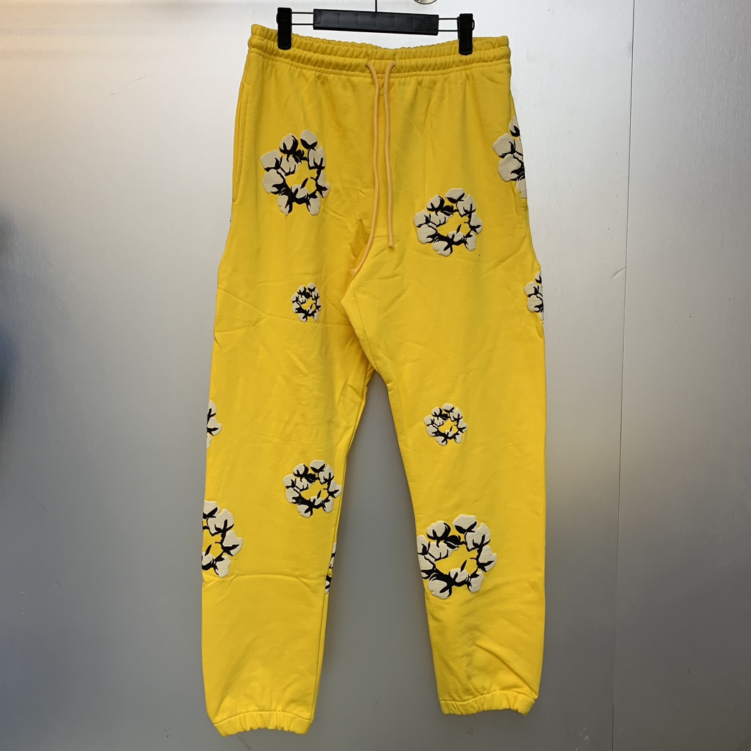 Denim Tears Cactus Tears Wreath Sweatpants Yellow - EUR FASHION