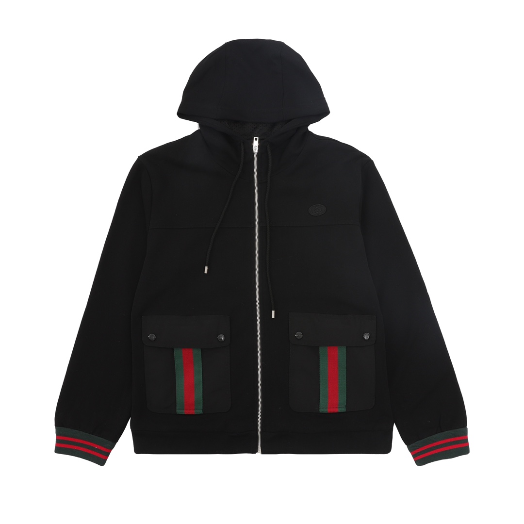 Gucci Cotton Jersey Hooded Jacket With Web - EUR FASHION