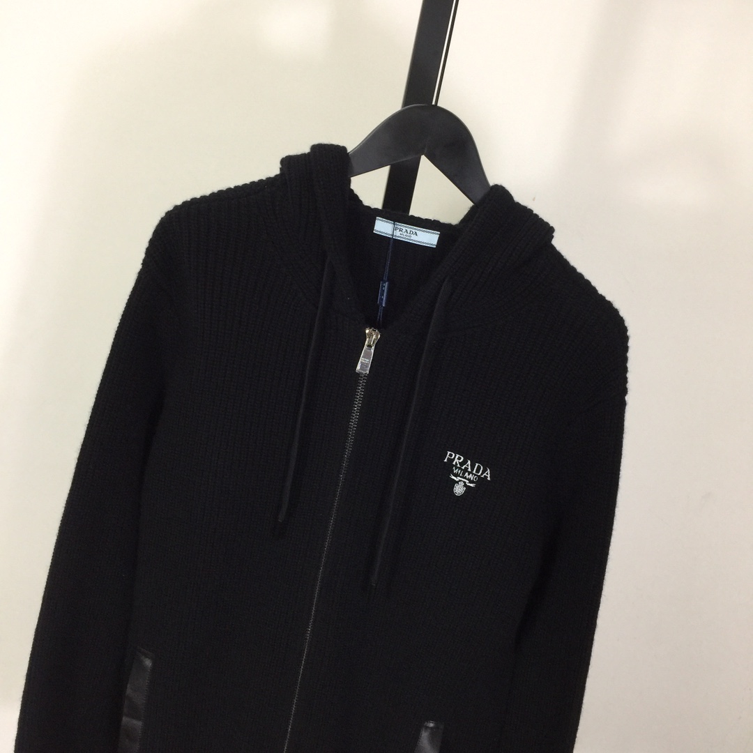 Prada Zip Up Hooded Knit Jacket - EUR FASHION