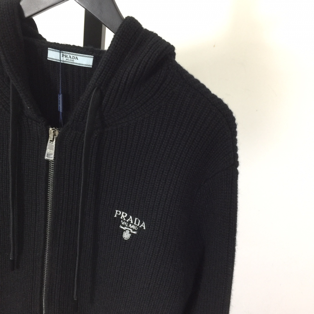 Prada Zip Up Hooded Knit Jacket - EUR FASHION