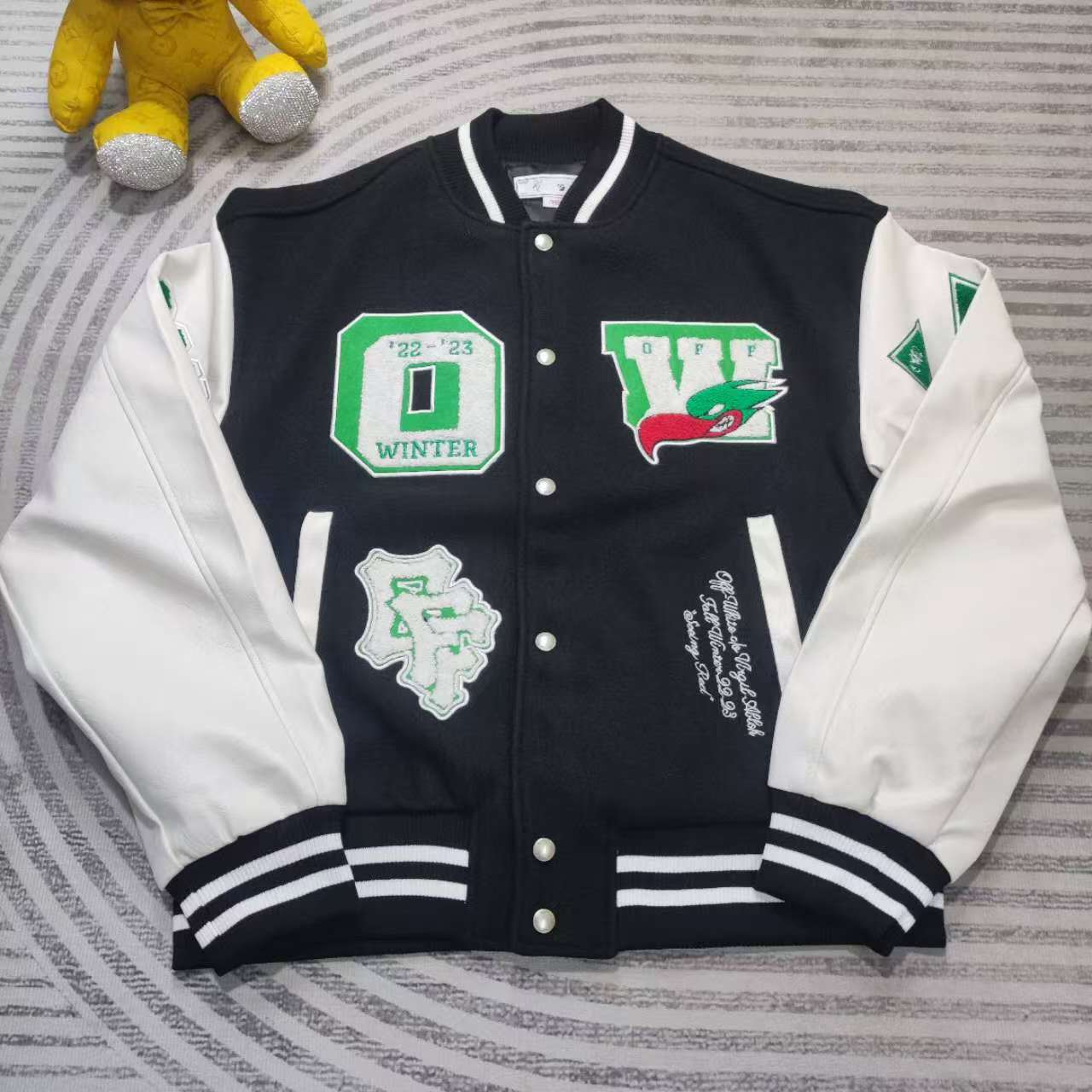 Off-White Embr Patches Embroidered Varsity Jacket - EUR FASHION